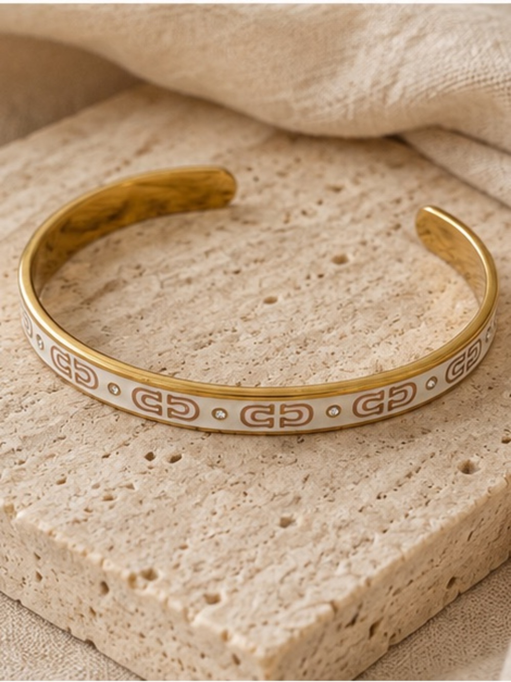 Designer Inspired Enamel Cuff Bracelet – Pink